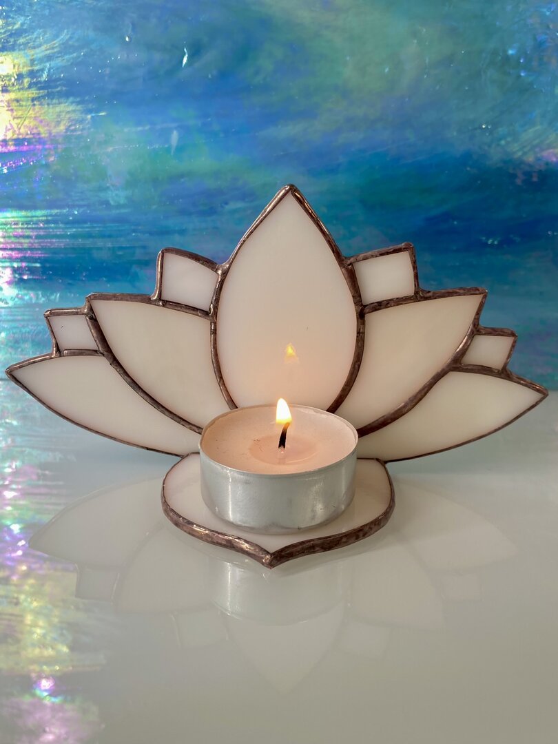 Lotus Flower Tea Light Holder (on petal stand)